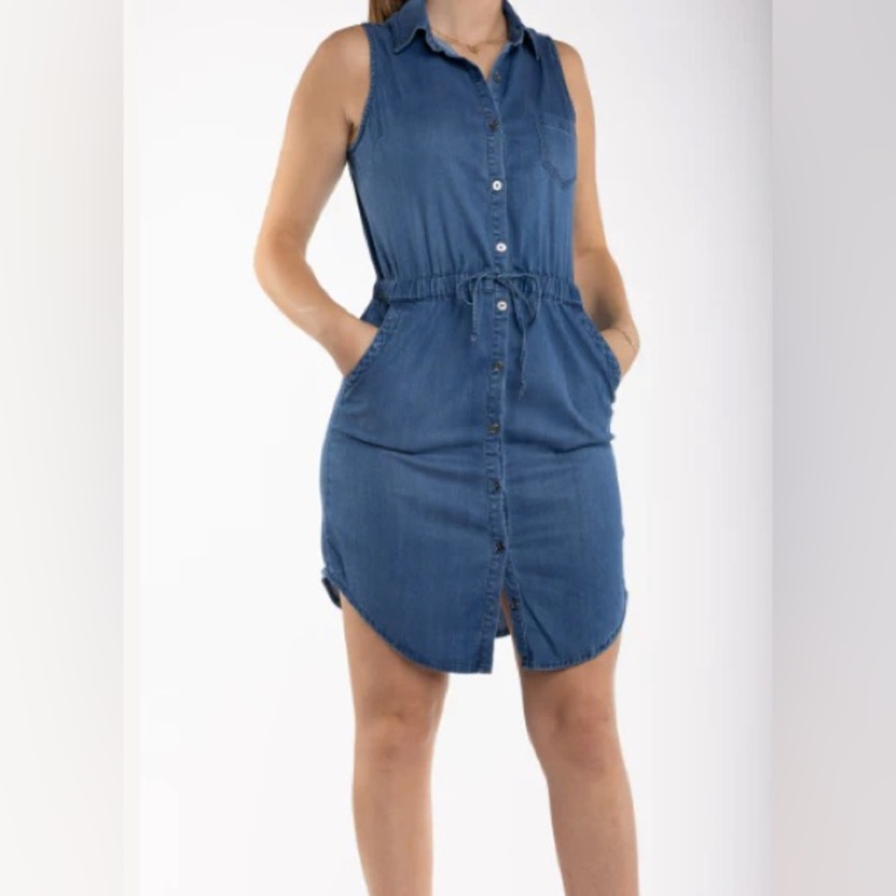 Carreli Denim Dress With Drawstring Waist